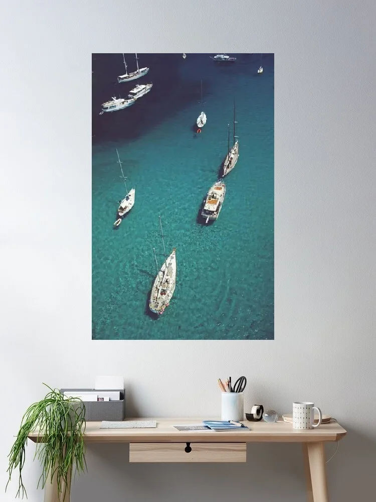 Slim Aarons, Blue Seas, 1984 - Cavallo Island Corsica, Mediterranean, Print Art Canvas Poster, Home Wall Decor Picture