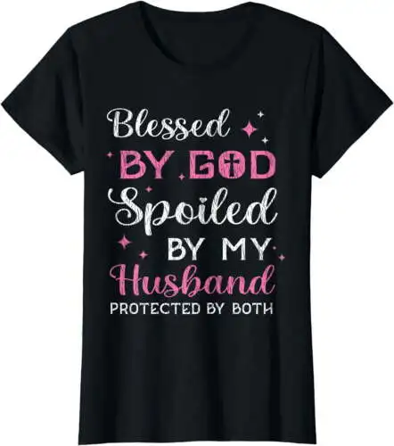 Abençoado Por Deus Estragado Por Meu Marido Esposa Mãe Christian T-Shirt, Thanksgiving T-Shirt