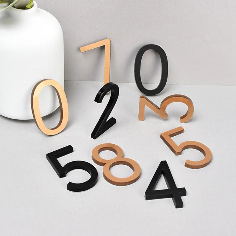 Number 3d House Number Sticker Self Adhesive Door Plate Sign Outdoor Mailbox Hotel Apartment Room Address Number Home Decor