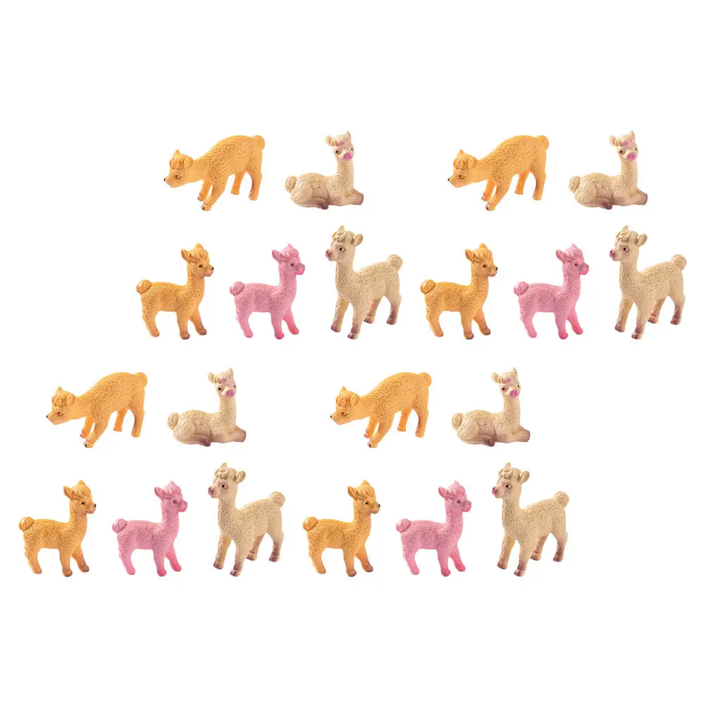 20개 레진 알파카 장식품 미니어처 사실적인 동물 조각 정원 조경 요정 미니어처 데스크탑 장식