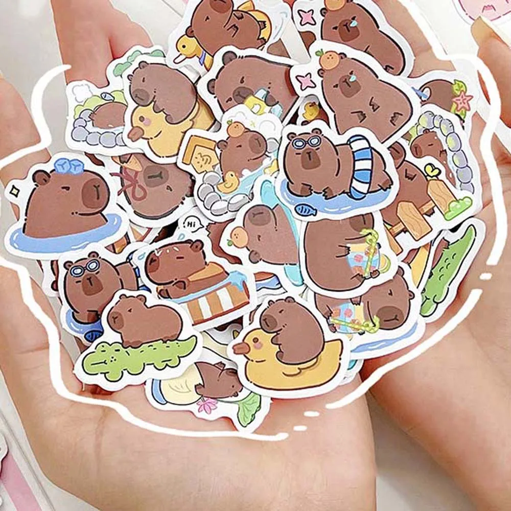 อุปกรณ์โรงเรียน Capybara สติกเกอร์สติกเกอร์การ์ตูน Capybara Capybara ตกแต่งสติกเกอร์ Scrapbooking สีน้ําตาลของเล่นเด็กสติกเกอร์