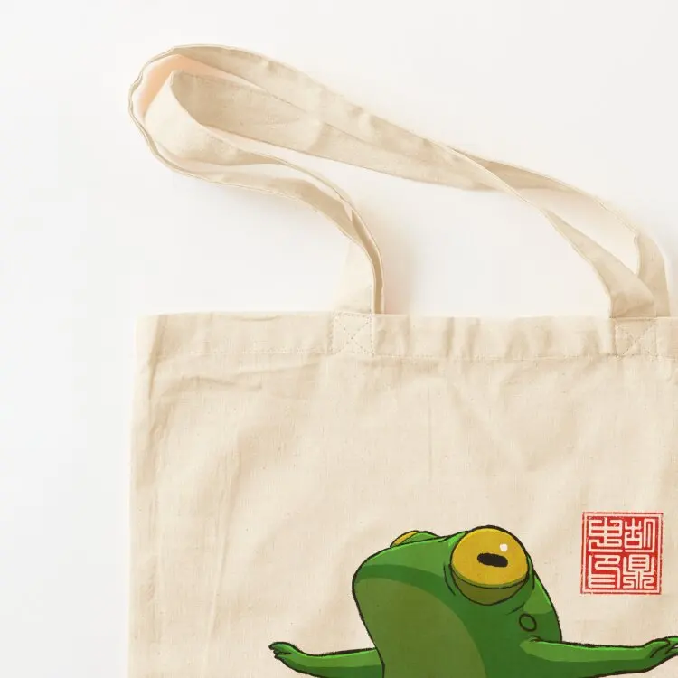 اليوغا الضفدع المحارب اثنين تشكل حمل حقيبة حقيبة قماش قنب للنساء حقيبة قماش مخصصة لطيف حمل حقائب اليد النسائية