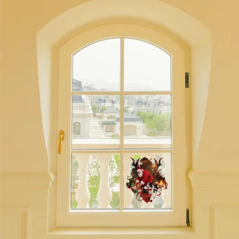 Праздничная наклейка с изображением Санта-Клауса и банта — завязанная наклейка с собакой для украшений дома и рукоделия, идеально подходит для ноутбуков, магнитов на холодильник