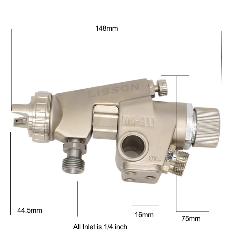 Imagem -06 - Equipamento de Pulverização Automática Alta Atomização Wa200 Paint Spray 1.2 mm 1.5 mm 2.0 mm 2.5 mm 3.0 mm Nozzle Ferramentas Pneumáticas de Qualidade Superior