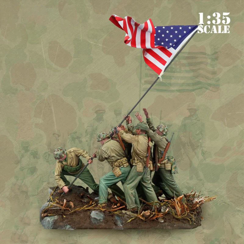 1/35 Resin Model Figure Kits GK , Six People，Including Scene，Military Theme，Unassembled And Unpainted,343B