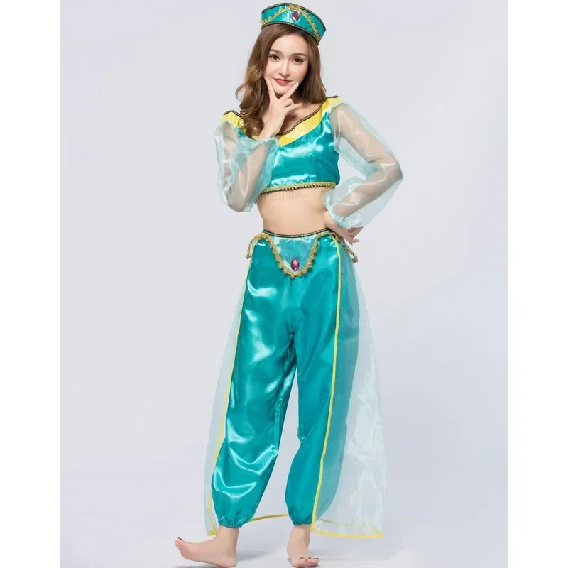 Disfraz de escenario de juego de rol de Aladino para adultos europeos y americanos, vestido de princesa Jasmine de Aladino para Halloween, Jasmine de Aladino