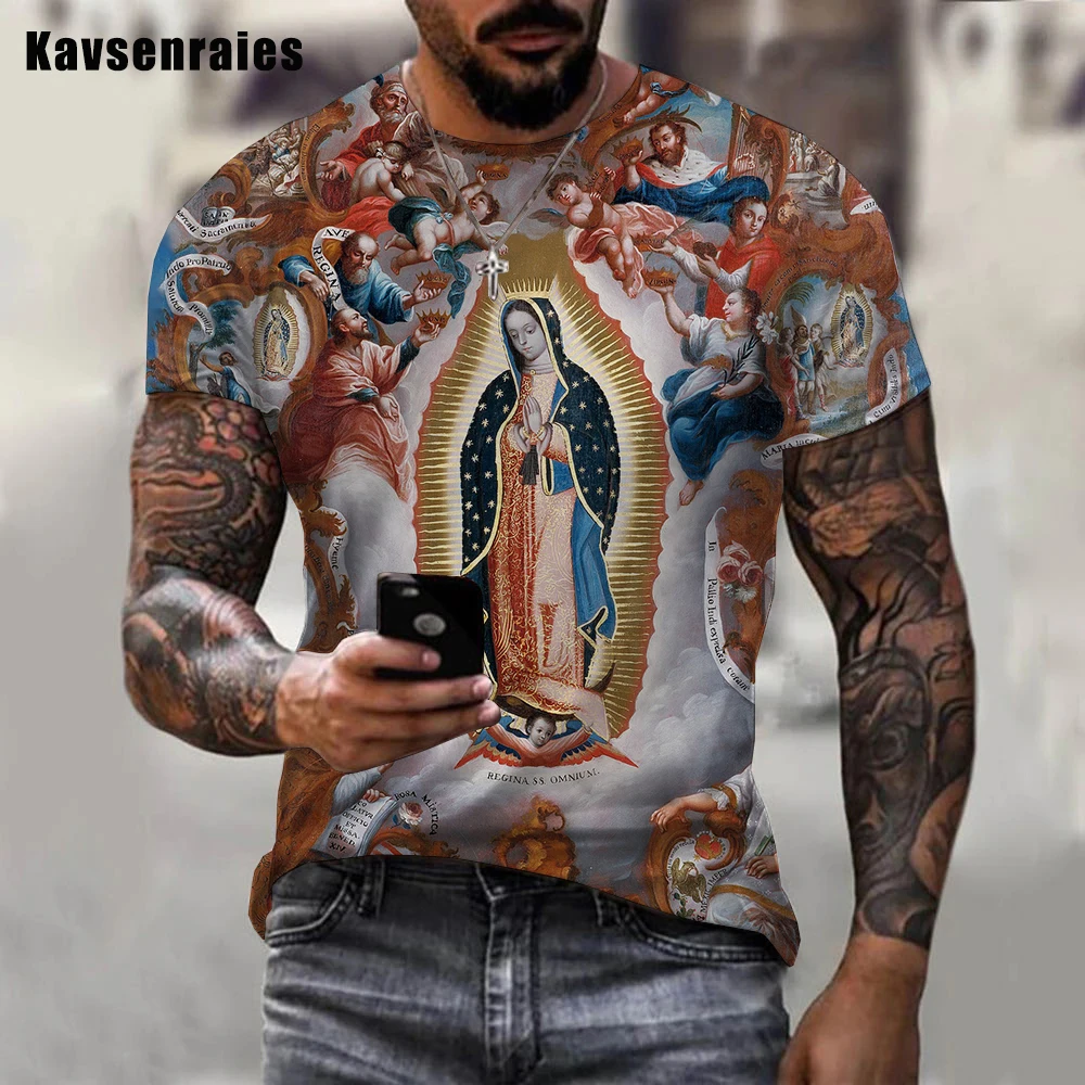 Guadalupe Virgin Mary Catholic 3D Printed T-shirt Men Women Casual Fashion Harajuku Oversized Comfortable Tops