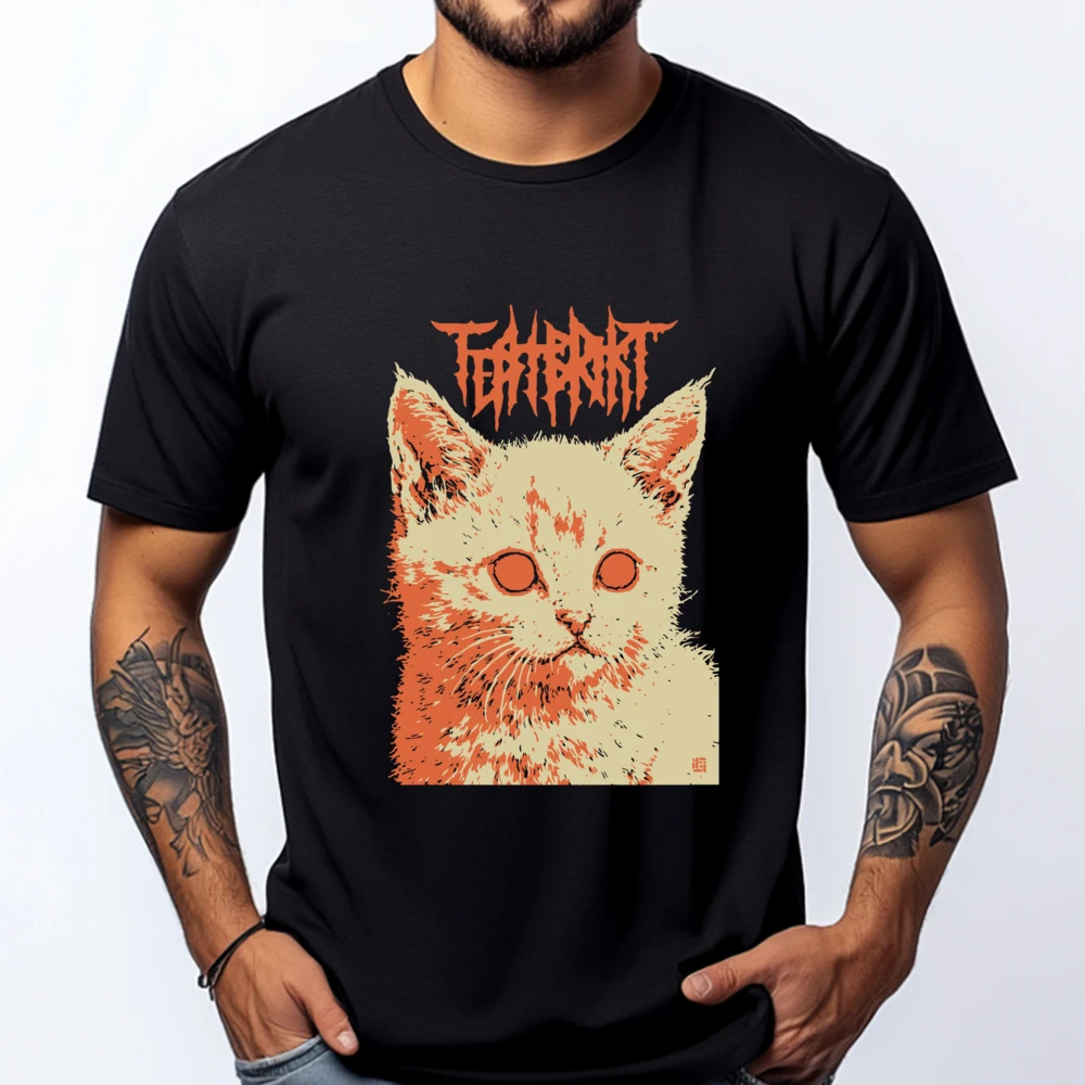 Kawaii Cat Black Metal Parody Goth Grunge Pink Tees Funny T Shirts T Shirts Street T Shirts Men Shirts Chinese Style