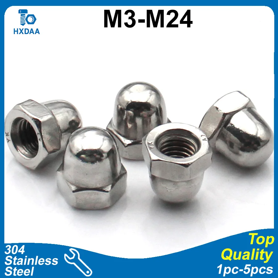 1-5pcs M3 M4 M5 M6 M8 M10 M12 M14 M16 M18 M20 M22 M24 304 Stainless Steel Acorn Cap Nuts Dome Head Closed End Decorative Nut