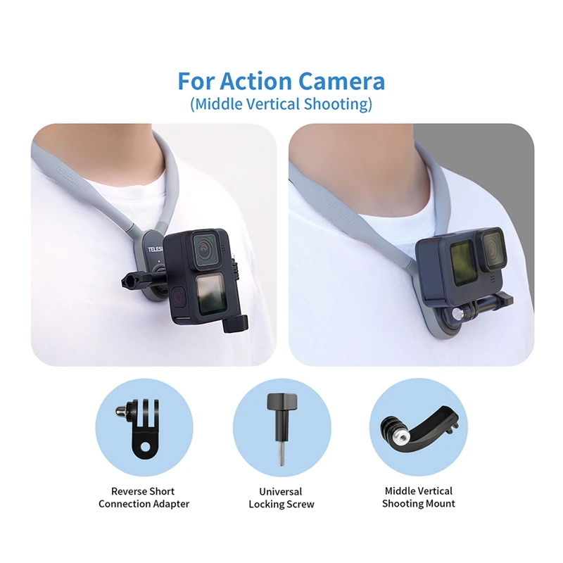 TELESIN Магнитное силиконовое крепление на шею для Insta360/DJI Osmo/Gopro Hero 11, 10, 9, 8, 7, 6, 5, сменные аксессуары для экшн-камеры