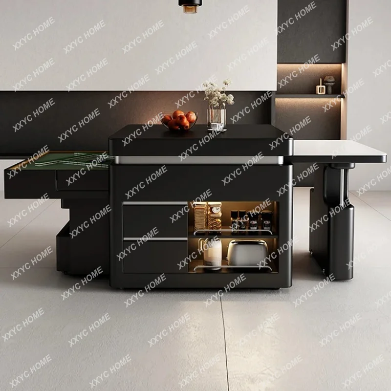 A Rock slab mahjong table island two-in-one retractable one-piece dual-purpose household