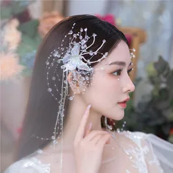 Fairy Tassel Hair Clip For Women Mermaid Pearl Butterfly Side Hairpin Exquisite Elegant Wedding Party Travel Hair Accessories