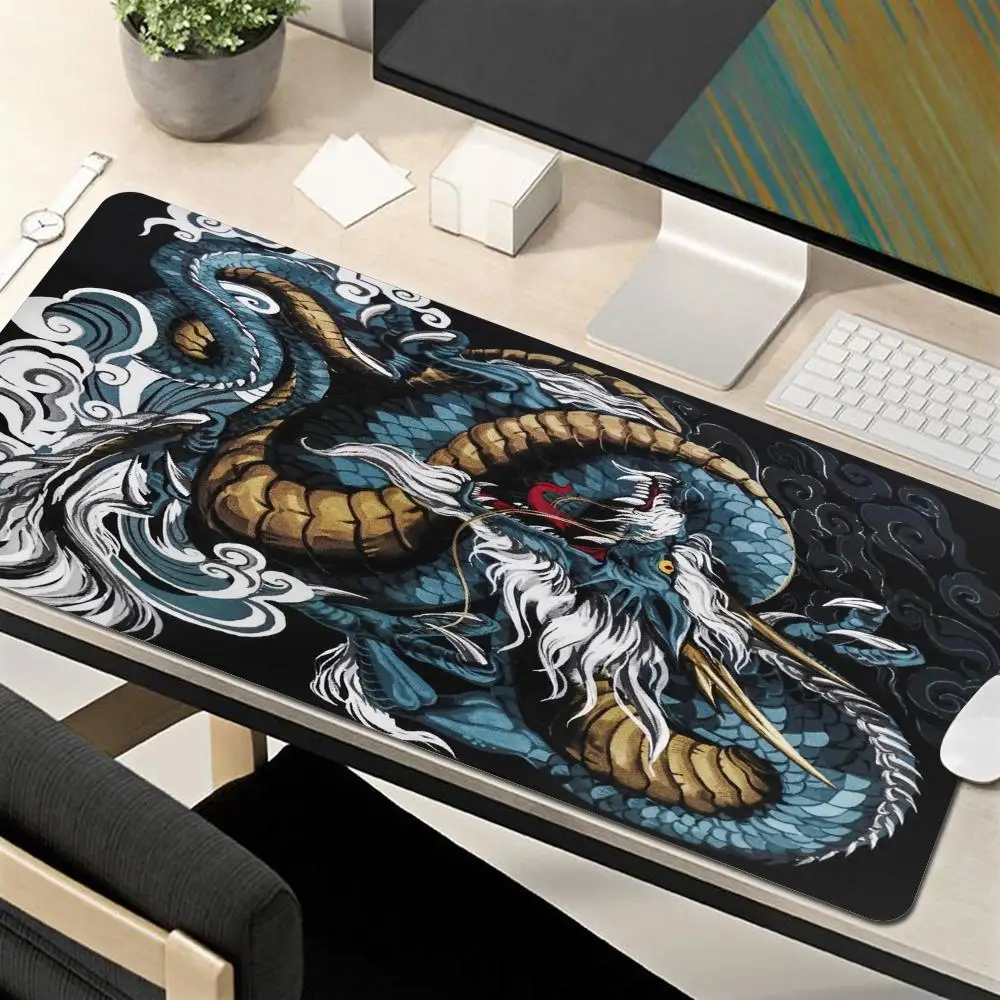 Tiger Black Mouse Pad XXL Gaming Accessories Gabinete Gamer Keyboard Desk Mat Non-Slip Laptop Notebook Mousepad 80X30CM 90X40CM