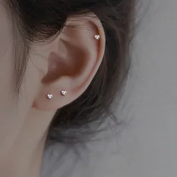 Simple Tibetan Silver Cute Love Heart CZ Zircon Mini Small Stud Earrings Birthday Piercing Women Pendiente Plata Jewelry Gift