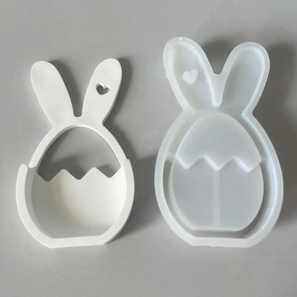 Diy Easter Bunny Craft Mold Silicone Easter Bunny Mold Flexible Flower Basket Casting Mold for Epoxy Resin Plaster Wax Diy 3d