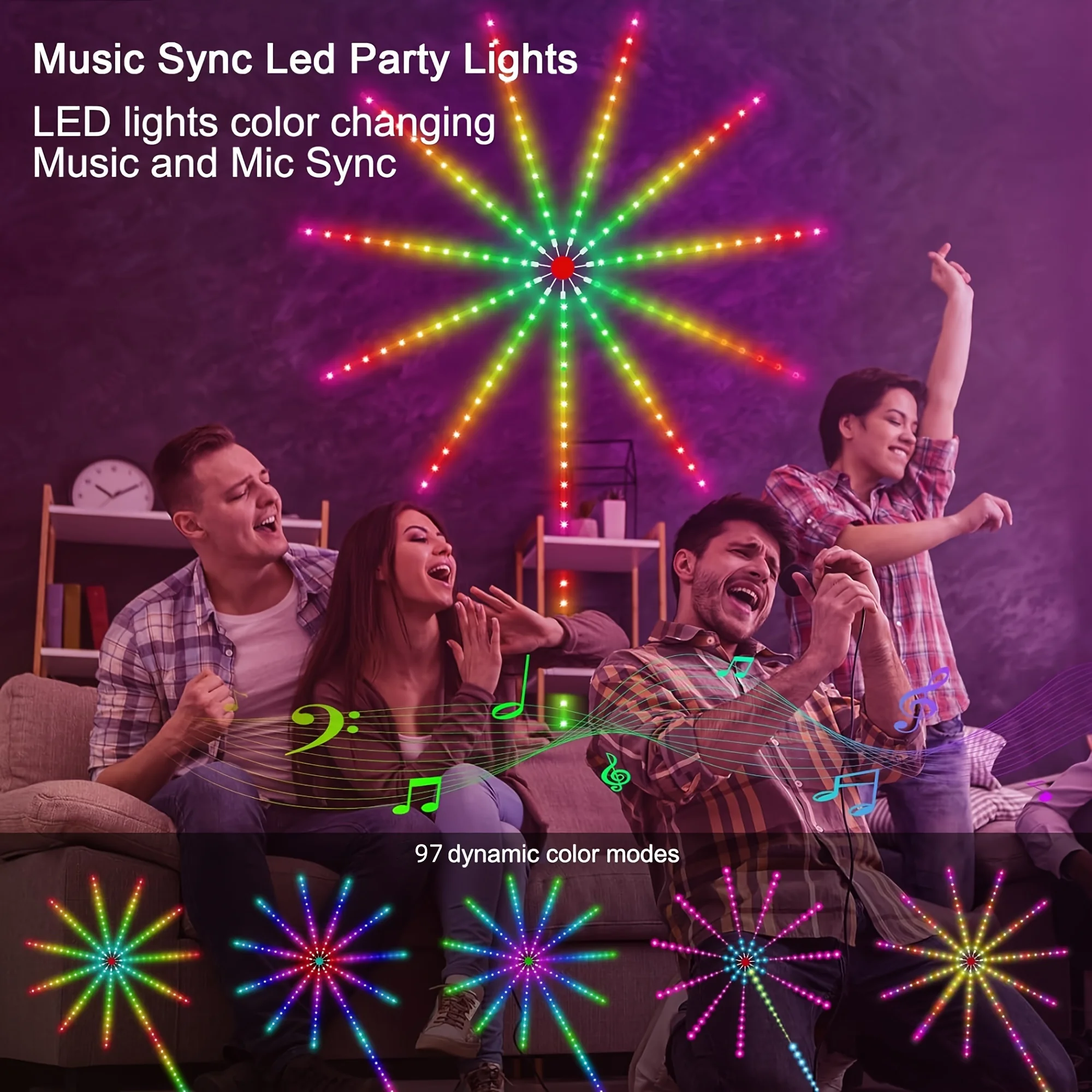 APP Smart Control IC LED RGB Firework Light 10pc*50cm+1pc 1m USB Power Music Synch 180 LED Light For Wall Christmas Decoration