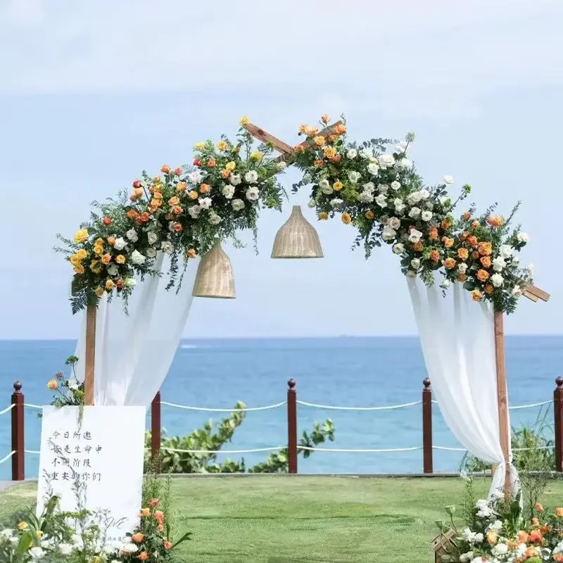 Wedding wooden arch Mori outdoor wedding flower stand wooden frame wood lawn decoration props background arrangement