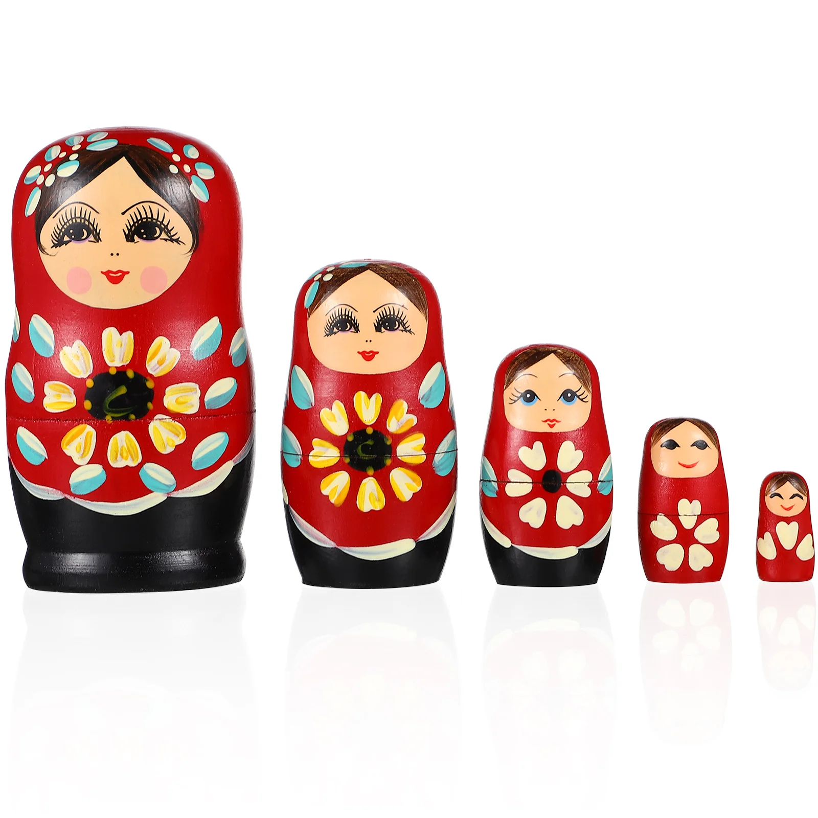 5 Pcs Cartoon Baby Matryoshka Bright Color Russian Nesting Dolls Wooden Stacking for Adult Small