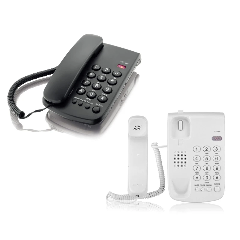 Corded Phone Desktop Fixed Telephone Wall Mountable Landline Phone for Redial Hold Ring Tone Adjustable