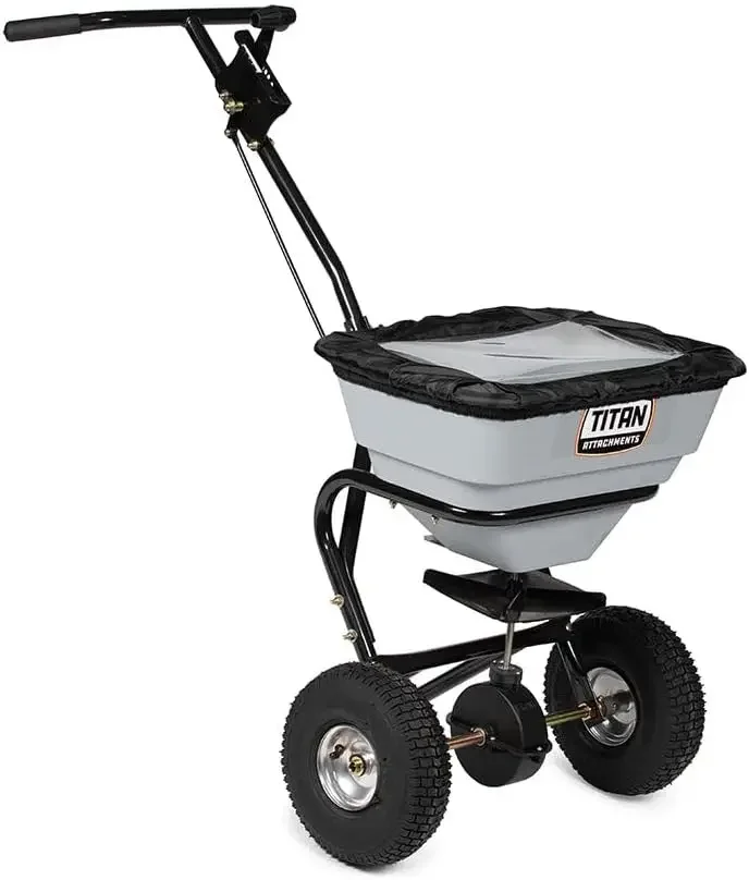 70 LB Professional Fertilizer Push Broadcast Spreader, Spreads 10 to 12 FT, Lawn Care and Ice Melter, Yard Tool