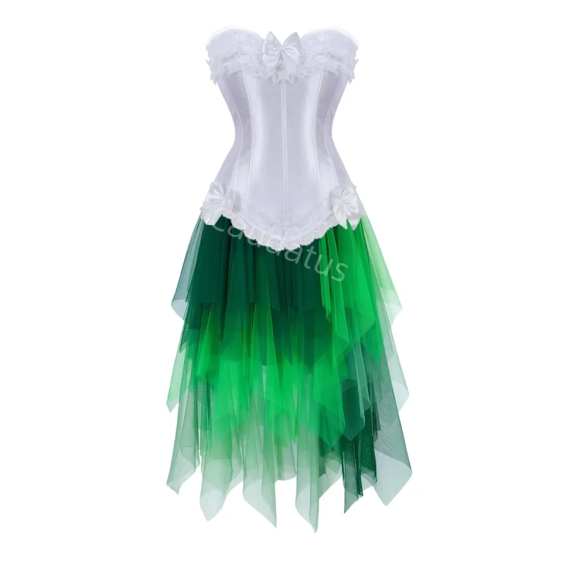 

Corset Dress Costume Lace long skirt Set With Lace Bustier Costume Party Sexy Burlesque Women's Plus Size Gothic Halloween Red