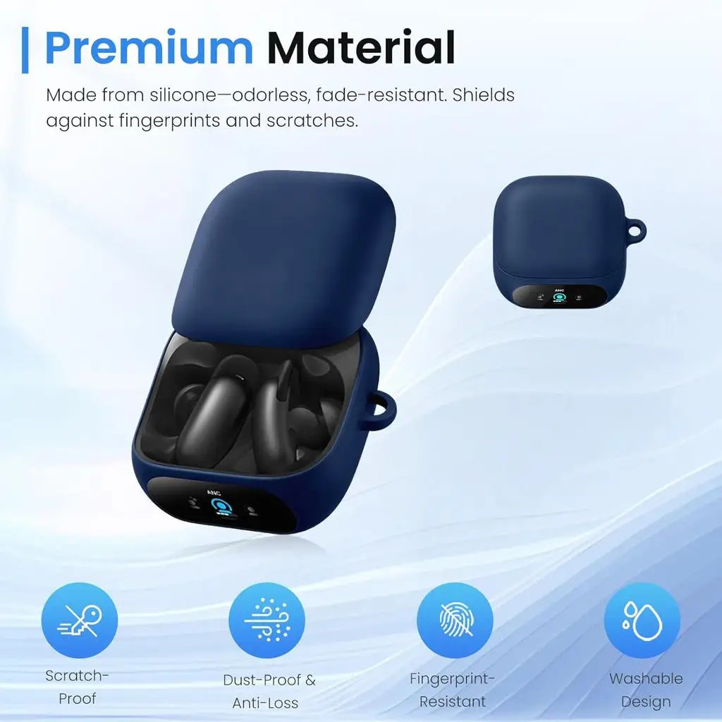 Case for Soundcore Liberty 5 Pro with 2Pcs Screen Protector,Liquid Silicone Full-Body Protective Cover,Anti-Fingerprint