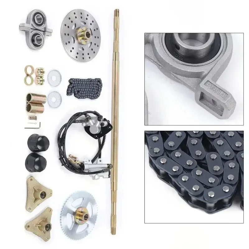 Complete T8F 58T Sprocket Rear Axle Kit 740mm with Brake Caliper Master Cylinder for 50cc 70cc 90cc Go Kart ATV