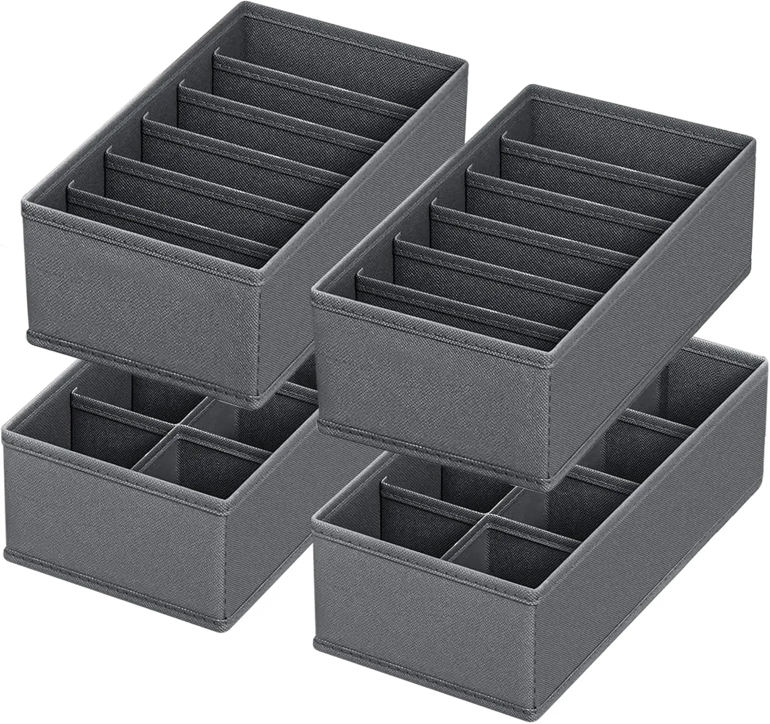 4 PACK Sock Underwear Drawer Organizer Dividers, Collapsible Cabinet Closet Storage Boxes for Clothes, Socks, Lingerie, Underwea