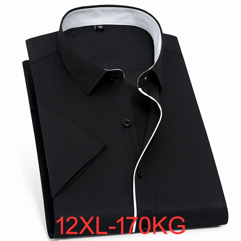 

Summer Large Size 8XL 9XL 10XL 11XL 12XL Men Office Shirt Cotton Short Sleeve Business 62 64 66 Plus Big Size Dress Shirts 170KG