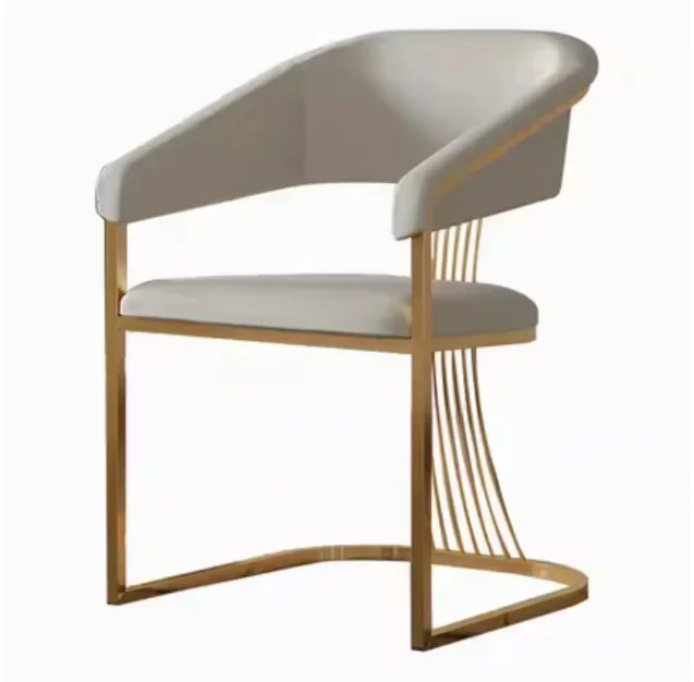 

Роскошный современный обеденный стул, кожаный диван из нержавеющей стали, стул для дома, отеля, свадьбы, ресторана, Новинка