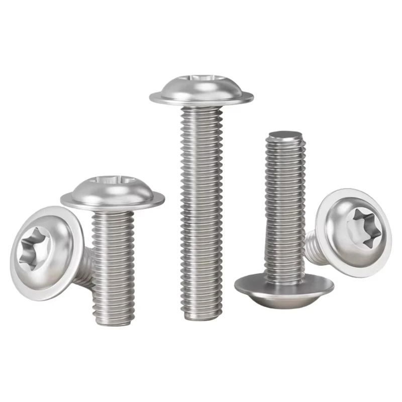5-10Pcs M5 M6 304 Stainless Steel Torx Screws with Anti-Loose Washer Collar T25 T30 Lobe Flange Bolts Kit for Bicycle Motorcycle