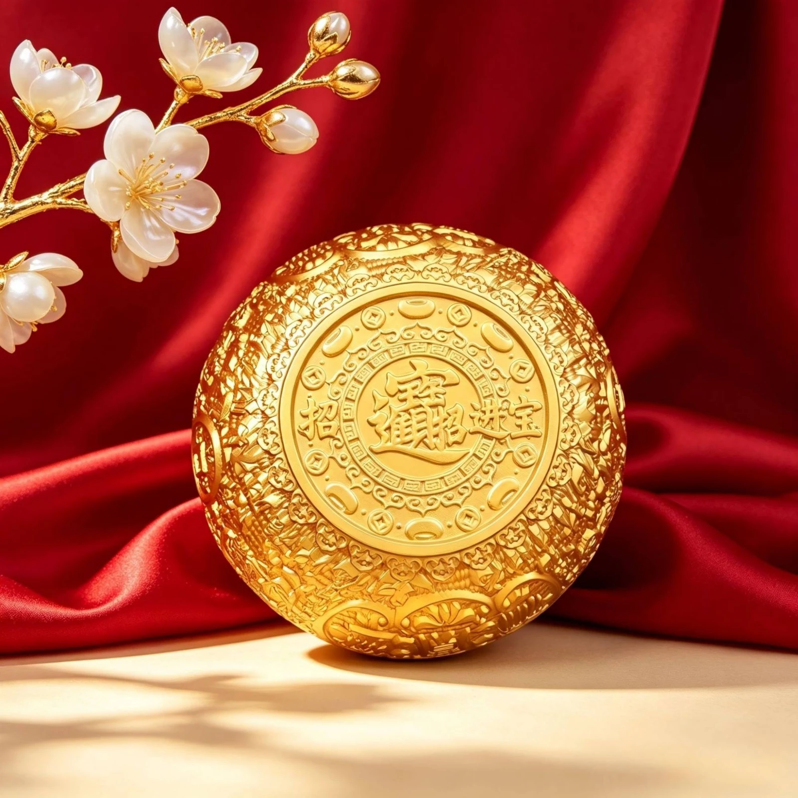 Embossed Treasure Bowl Traditional Motifs Auspicious Pattern Bowl Home Decor Luxurious Polished Surface