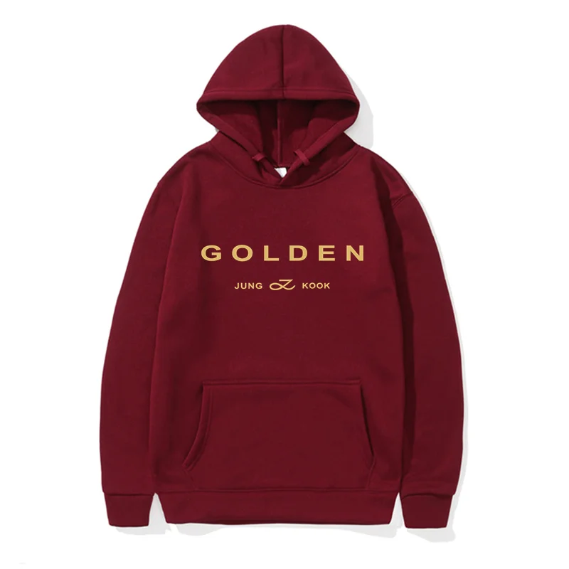 JungKook Golden felpa con cappuccio donna estetica in piedi accanto a te felpe con cappuccio Album Unisex lettera stampa pullover dorati felpe corea