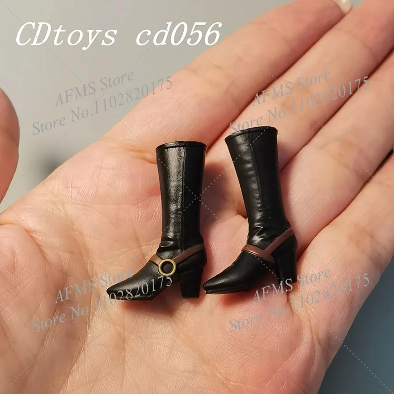 Cdtoys 4 Colors 1/12 Women Soldier Mid Boots Sexy Retro Leather Pointed High Heels Fit 6inch Action Figure Body