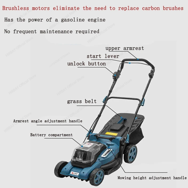 1880W Brushless Motor Electric Lawn Mower 13000RPM 36VF Li-ion Grass Trimmer Pruning Garden Power Tools With 10000mah  Batteries