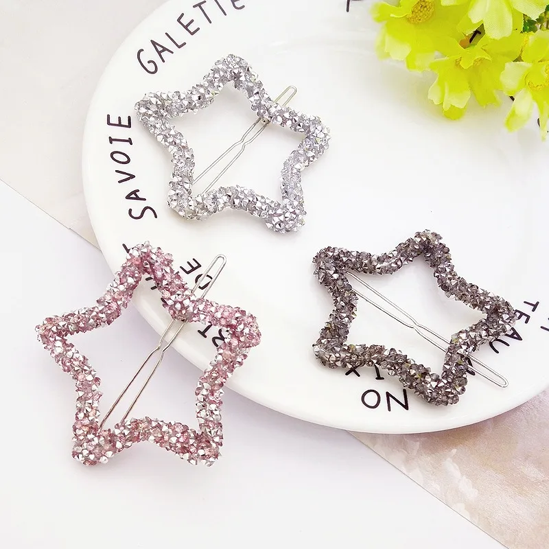 머리핀 Fashion Woman Hair Accessories Triangle Hair Clip Pin Metal Geometric Alloy Headdress Moon Circle Hairgrip Barrette Girls