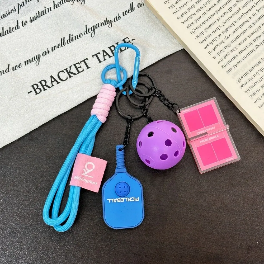 PVC Pickleball Paddle Set Keychain Detachable with Buckle Simulation Pickleball Keyring Dopamine Fitness Series Pendant