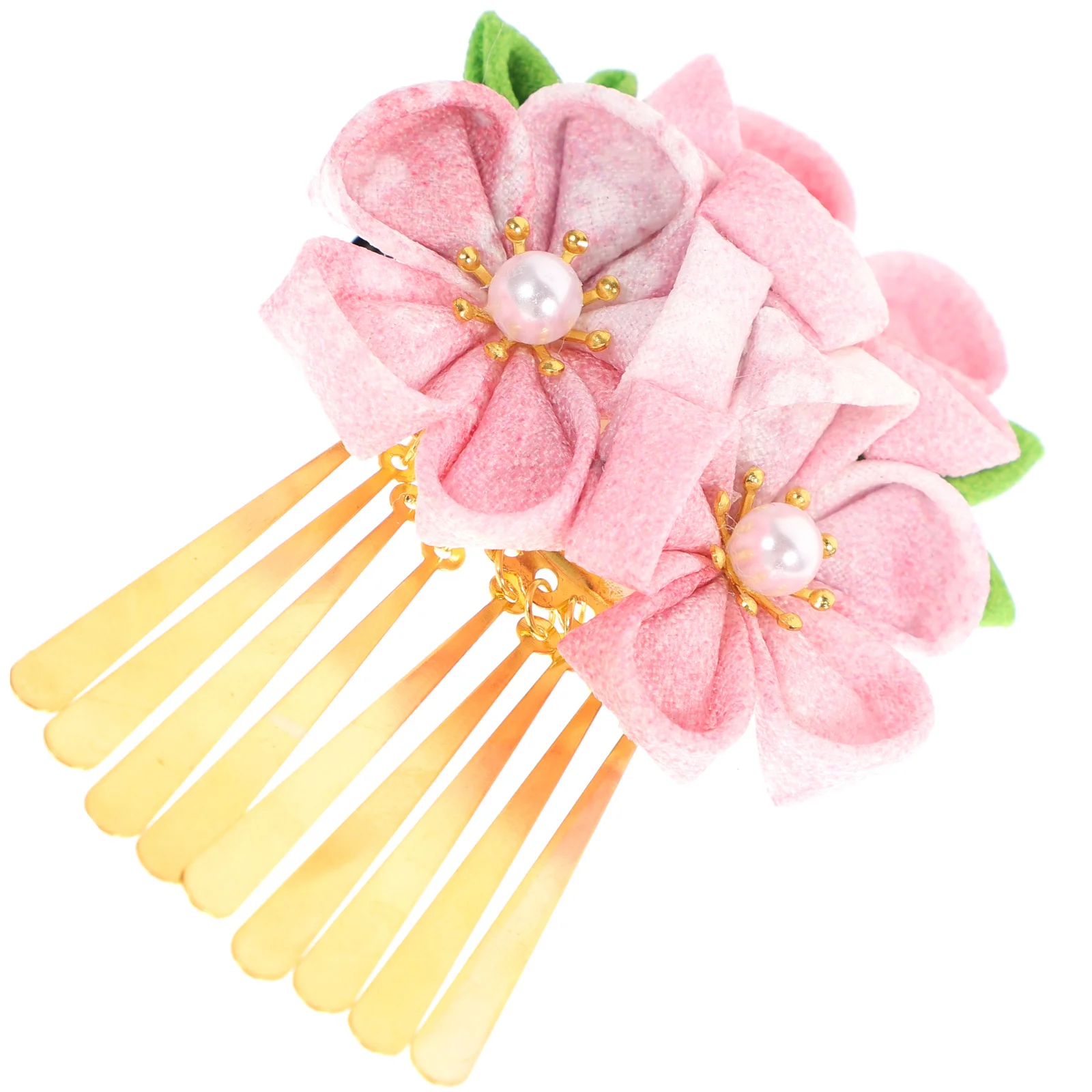 

1pcs Japanese Style Hair Clip For Hanfu Kimono Flower Hairpins Cloth Floral Accessories Women Party Wedding Cosplay Decor Pink