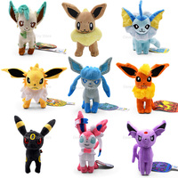 9 Styles Pokemon Plush Eevee Vaporeon Jolteon Glaceon Flareon Umbreon Sylveon Espeon Leafeon Stuffed Peluche Dolls Gift Toys