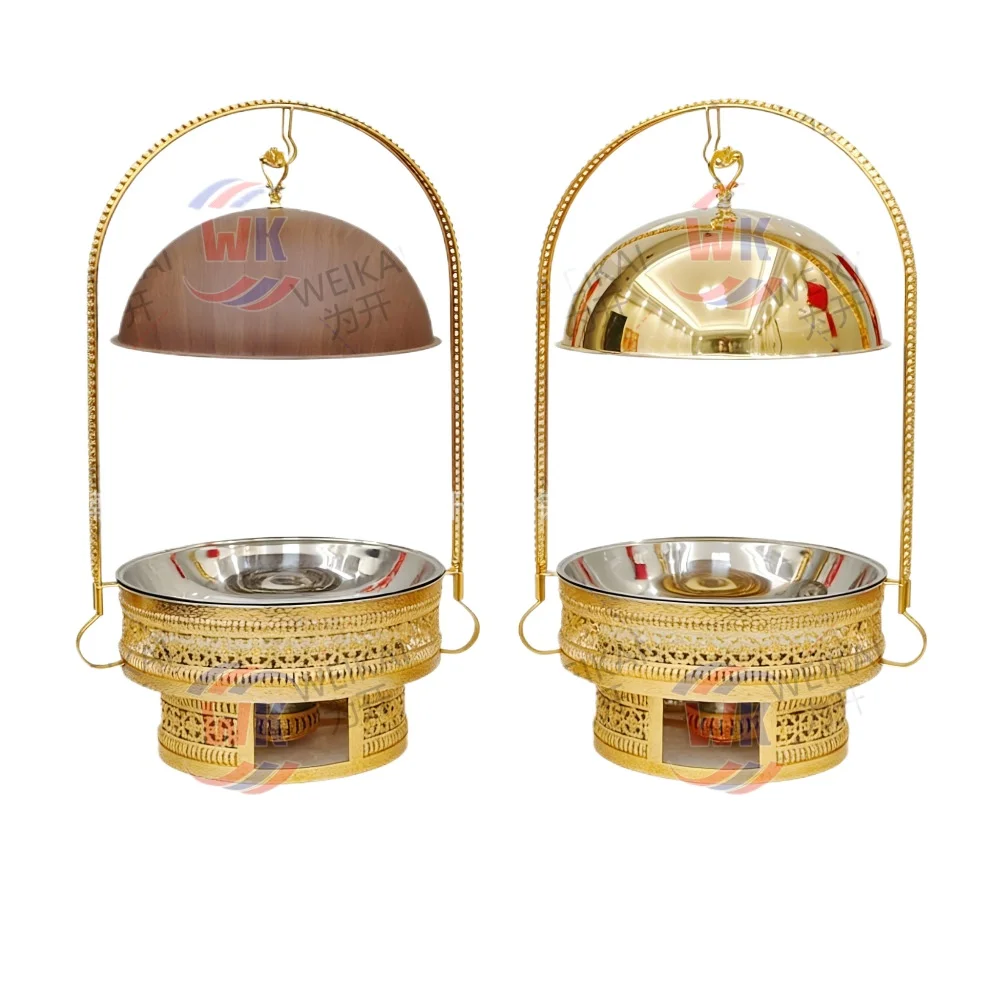 2026 new stainless steel buffet stove gold double-layer luxury alcohol stove round