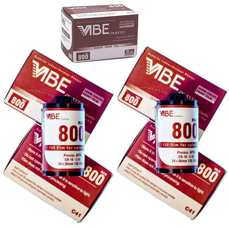 Película de 35 mm Nueva 2026, 18 Exposiciones/Rollo, VIBE ISO 800 Máx. 800, Película a Color, 1-10 Rollos, Negativa 135, para Cámaras de Película Kodak M35 H35 VIBE 501F