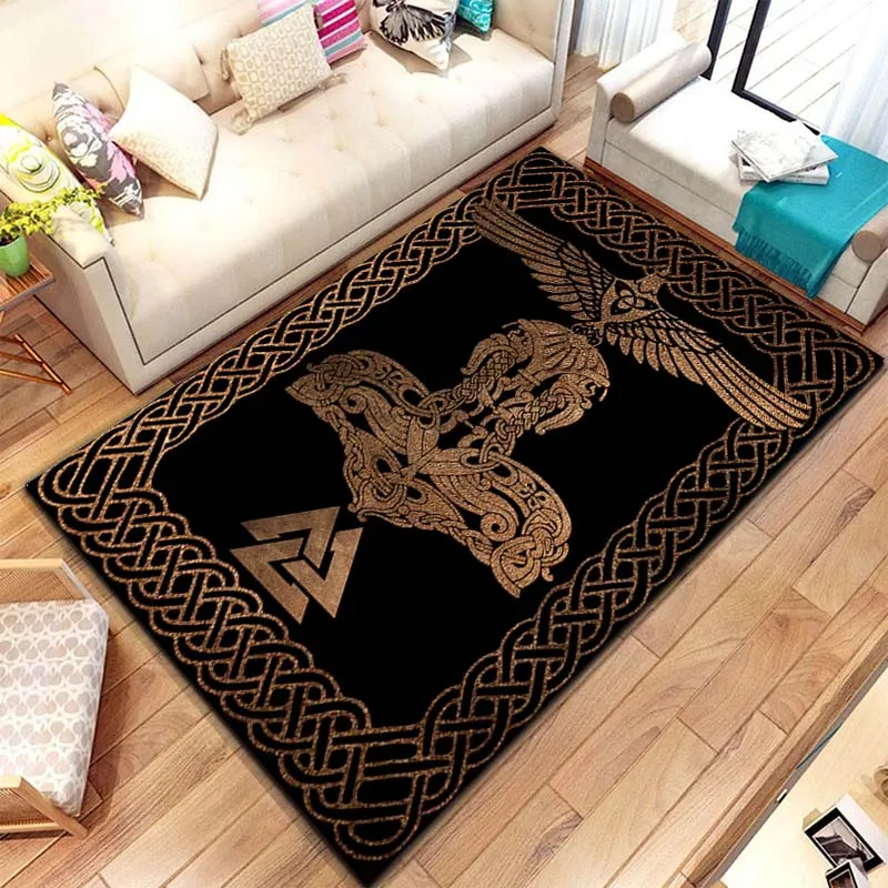 Nordic Vikings Tree of Life Norse Tattoo Carpet for Living Room Home Decor Sofa Table Large Area Rugs for Bedroom Floor Mat Gift