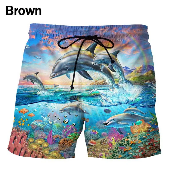 Men Women Fashion Summer Shorts Cute Dolphin 3d Print Casual Shorts