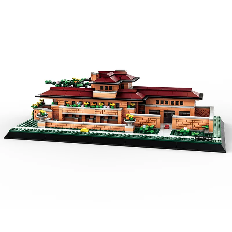 Creative Construction Modern Architecture Block Model United States Chicago Robbie House Building Brick Toys Collection For Gift