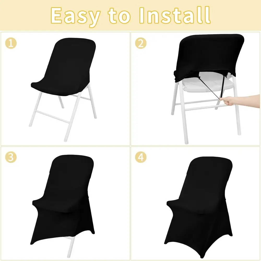 أغطية كراسي قابلة للطي قابلة للتمدد من ألياف لدنة عالمية، 100 عبوة لحفلات الزفاف والحفلات والولائم والاحتفالات والعروض التجارية