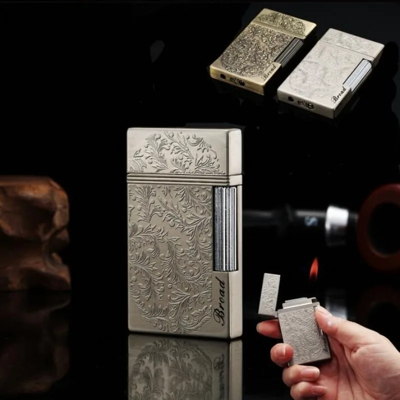 Газовая зажигалка 2026 Rich Precious Flower из сплава, с открытым пламенем, на бутане, с боковым шкивным поджигом, ультратонкая, портативная, для улицы