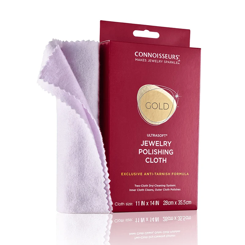 Connoisseurs Polishing Cloth for Gold Jewelry - Ultrasoft Fabric with Anti-Tarnish Formula 11x14 Inches