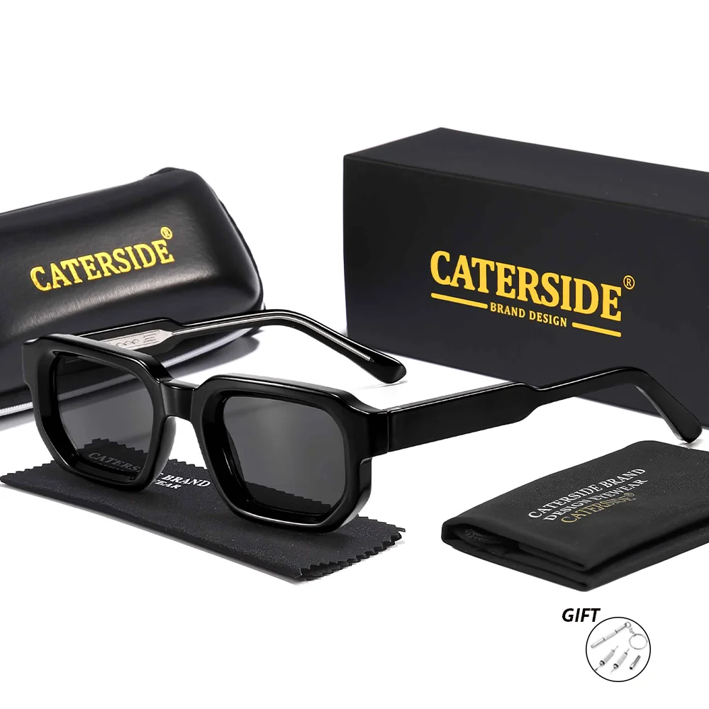 CATERSIDE Neue Herren Outdoor Optische Sonnenbrille Quadratische Gläser Rezept Brillen Damen Business Urlaub Geschenke Gläser UV400 – Detail 6
