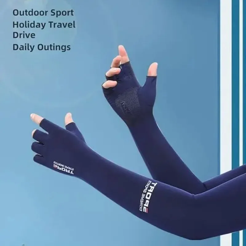 

Summer AntiUV Cooling ‌Ice Silk Arm Sleeves Breathable Stretchy Cover UV Protection Sun Sleeves Cycling Running Sports Drive car