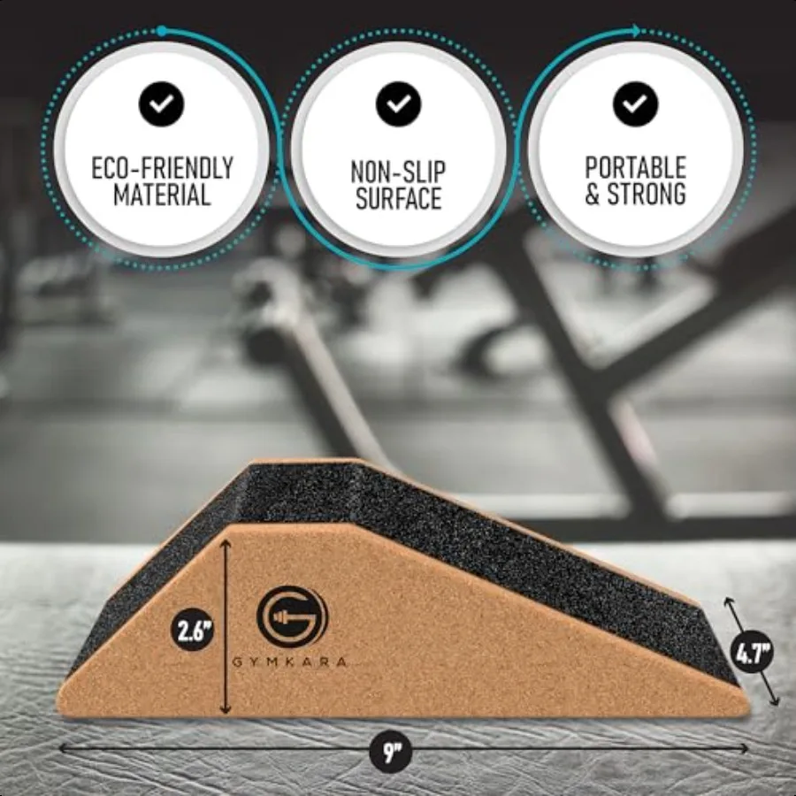 스쿼트 웨지 블록 코르크 2개 팩 미끄럼 방지 힐 엘리베이티드 웨지 및 종아리 올리기 블록 슬랜트 보드 스쿼트용 근육 긴장 방지